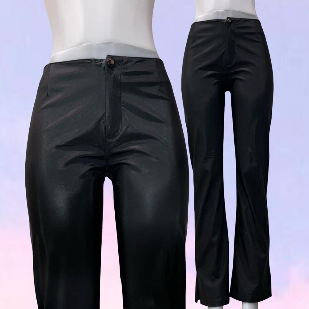 Vintage 90s y2k faux leather blue asphalt pants
